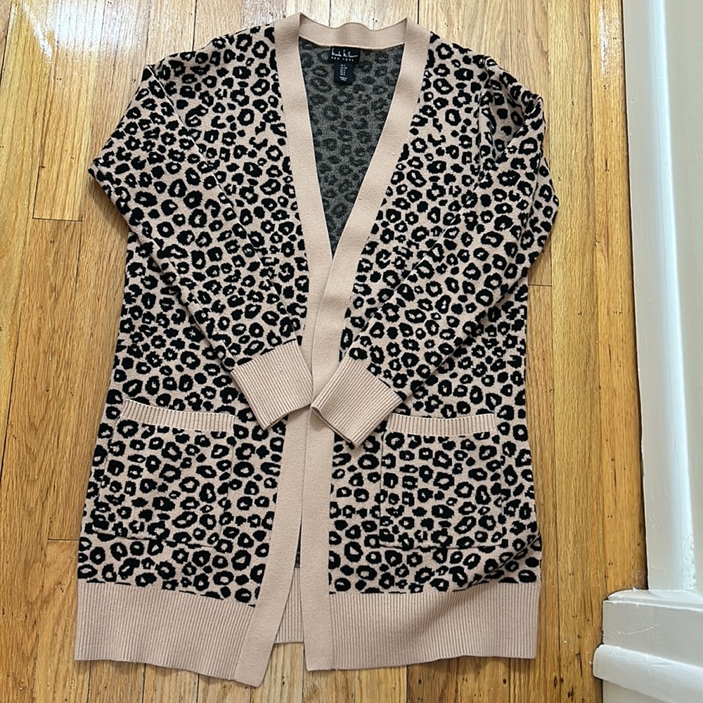 Nicole Miller Women’s Leopard Print Cardigan, Size Small